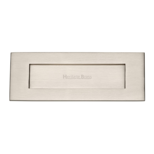 V850 203-SN • 203 x 076mm • Satin Nickel • Heritage Brass Victorian Sprung Flap Letter Plate